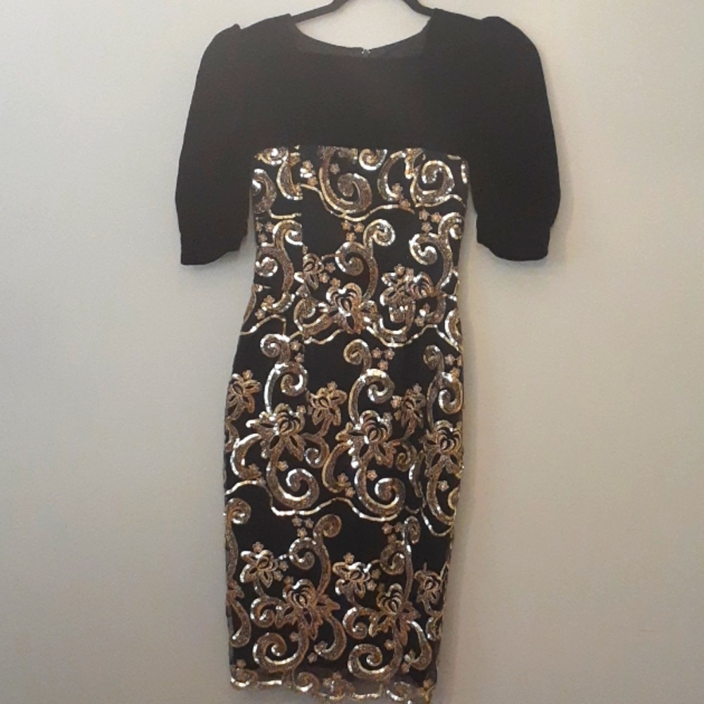 Vintage 80s Jessica McClintock velvet and sequined formal dress